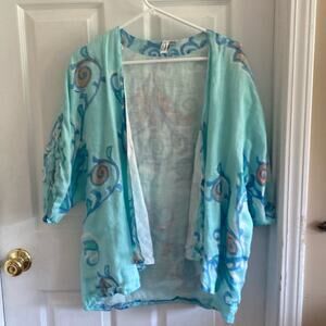 Winter Sun ladies M linen print open front jacket